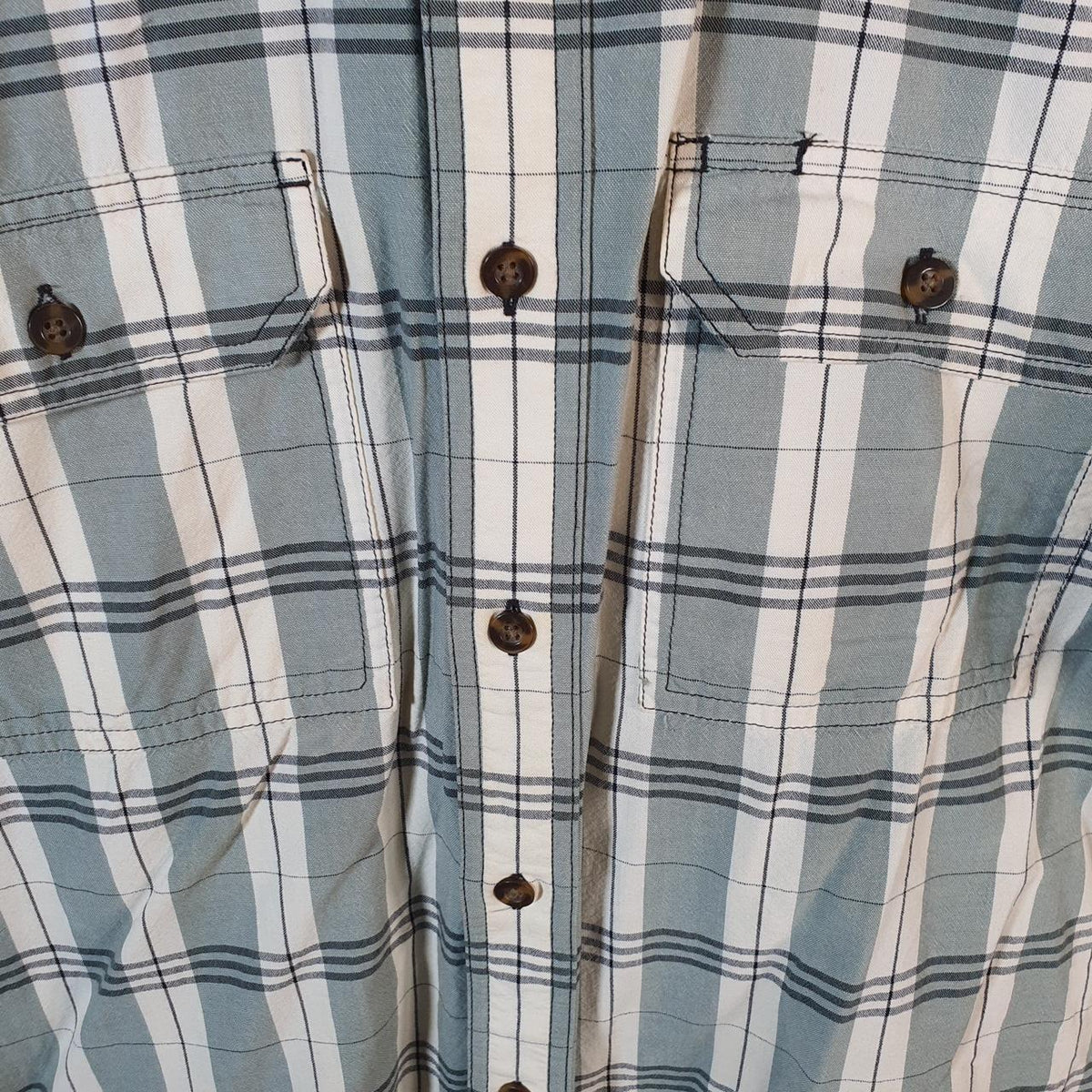 Vintage Carhartt Shirt Button Down Mens Medium Blue Checkered Chore Utility Original - Big Fish Vintage