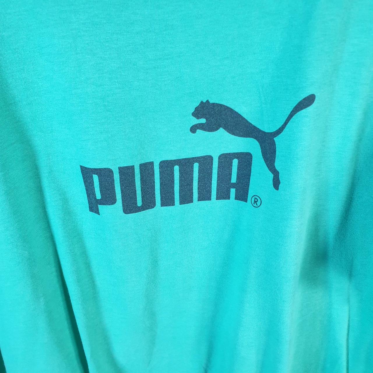 Vintage Puma Spellout T Shirt Mens XL Green Sports Logo Athletic