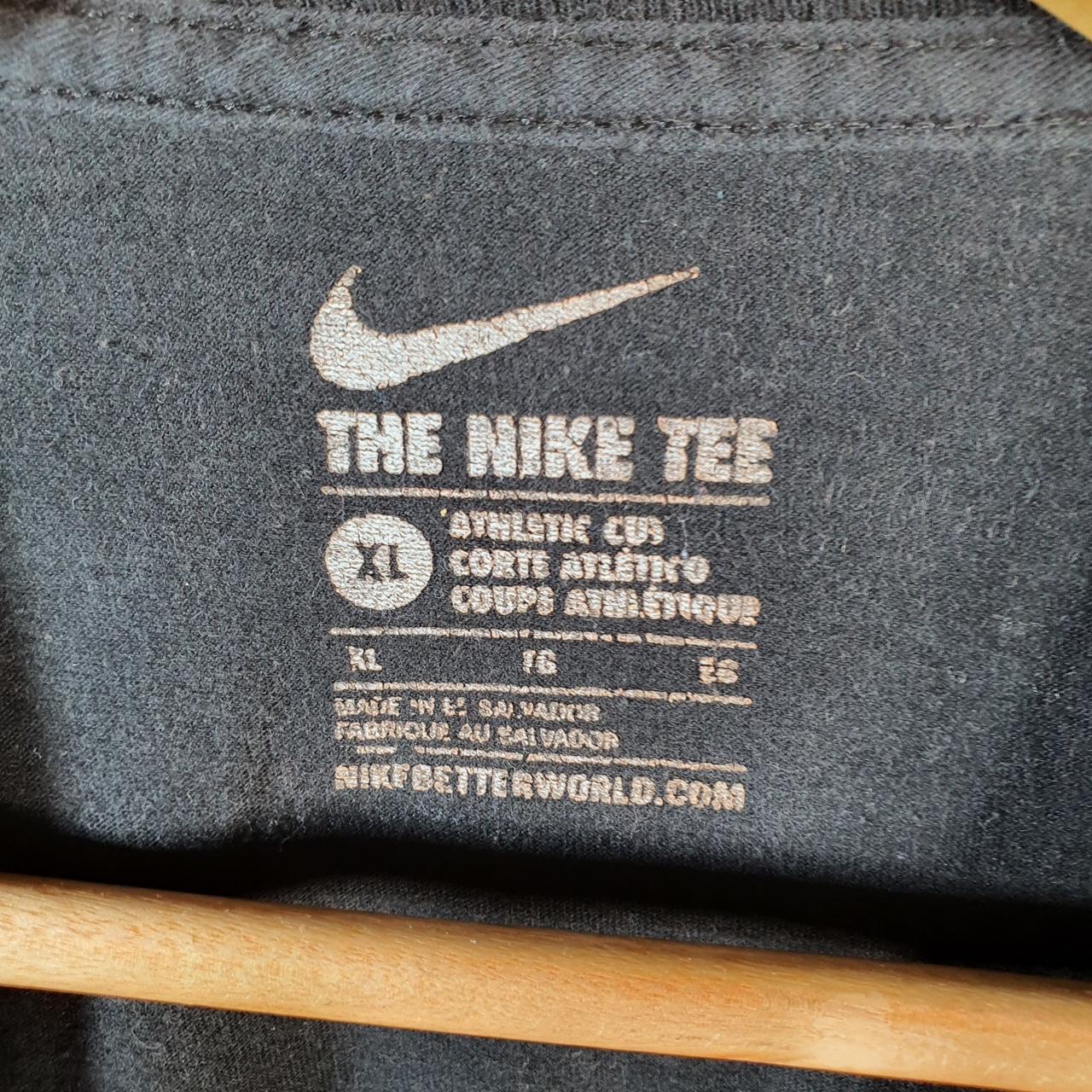 Vintage Nike Spellout T Shirt Womens XL Black Printed Single Swoosh Logo Athletic Big Fish Vintage