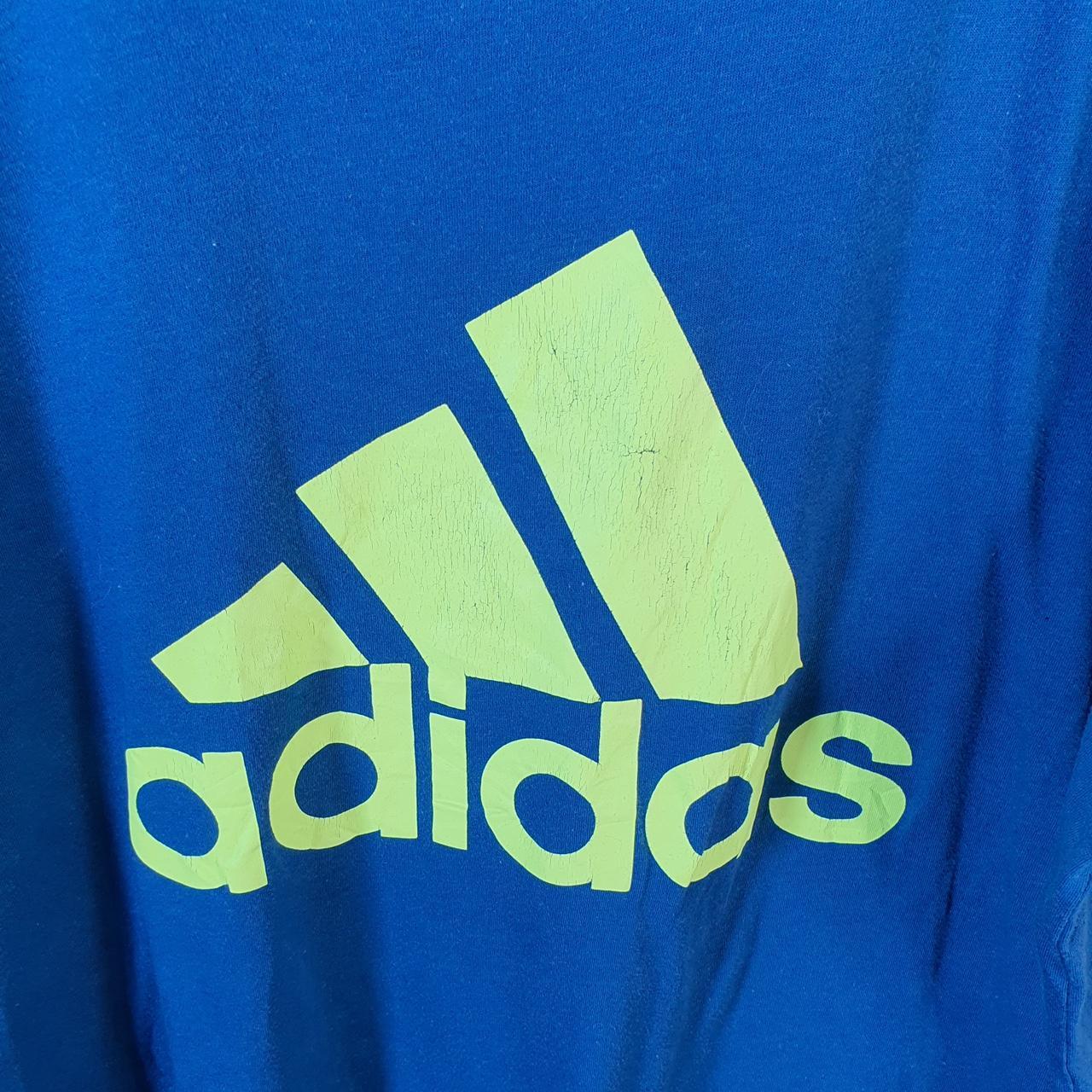 Vintage Adidas Go To Performance T Shirt Men’s Large Blue Three Stripes Logo Athletic