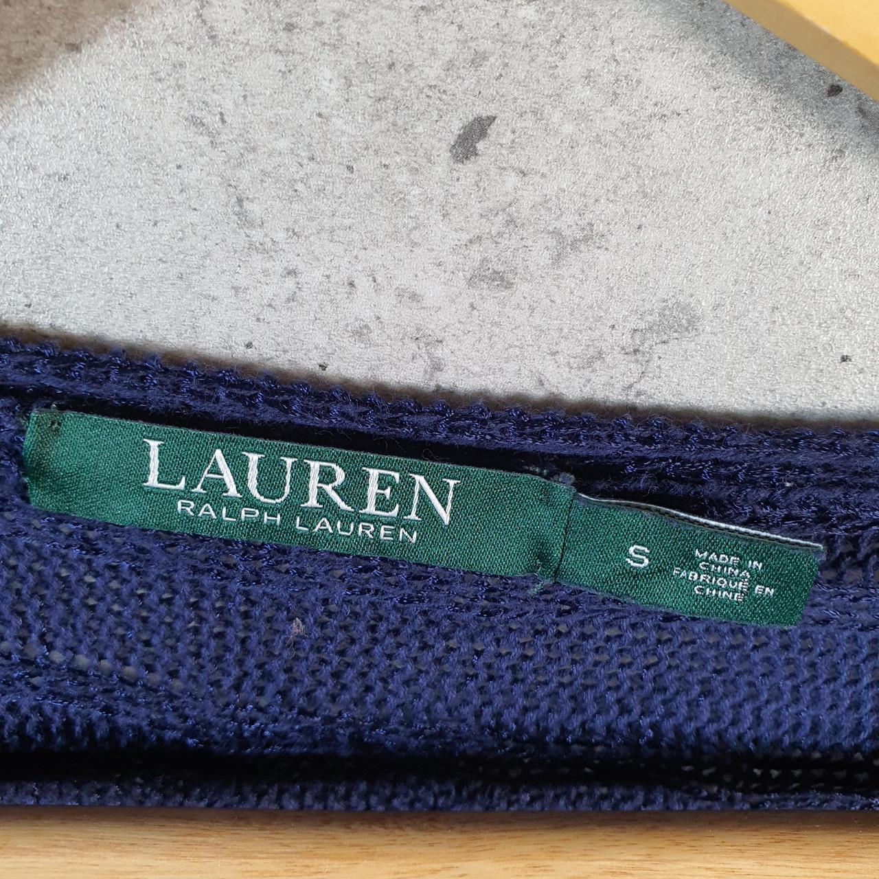 Vintage Ralph Lauren Polo Knit Sweater Womens Small Navy Blue Cotton Pullover