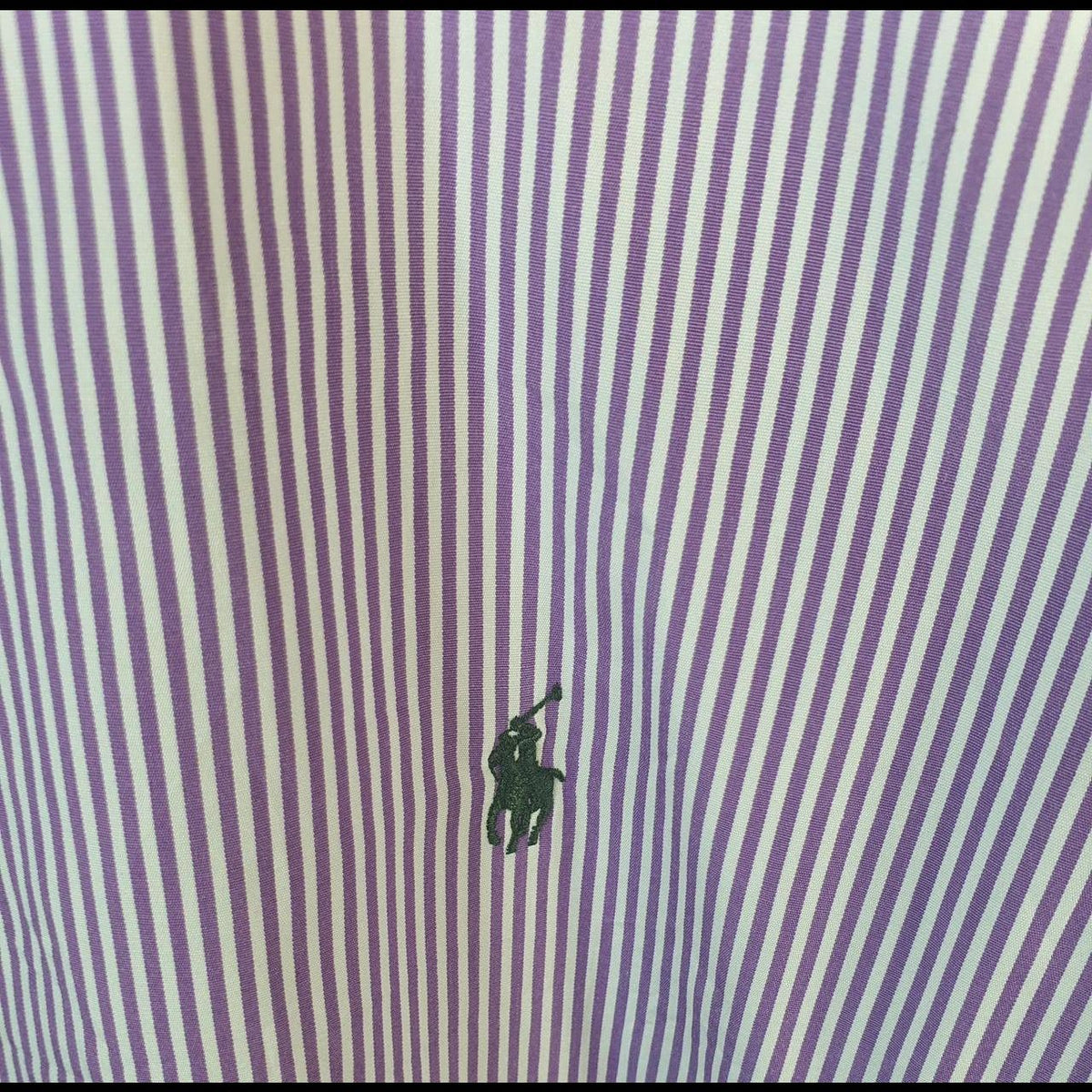Vintage Ralph Lauren Button Down Shirt Men’s XL Purple Striped Custom Fit Cotton Pony