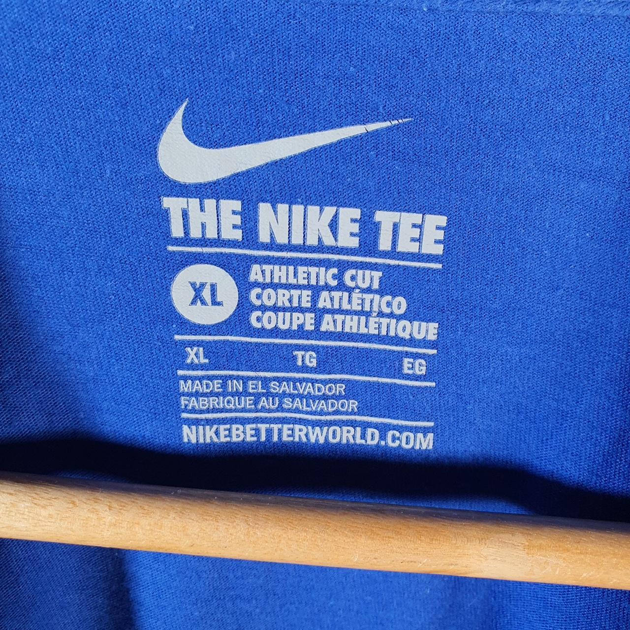 Vintage Nike T Shirt Men’s XL Blue Printed Single Swoosh Logo Athletic Big Fish Vintage