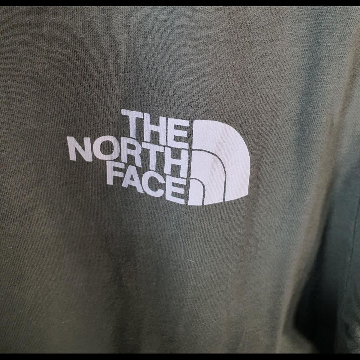 Vintage The North Face TNF Spellout T Shirt Shirt Men’s Medium Khaki Green Logo Athletic C9739