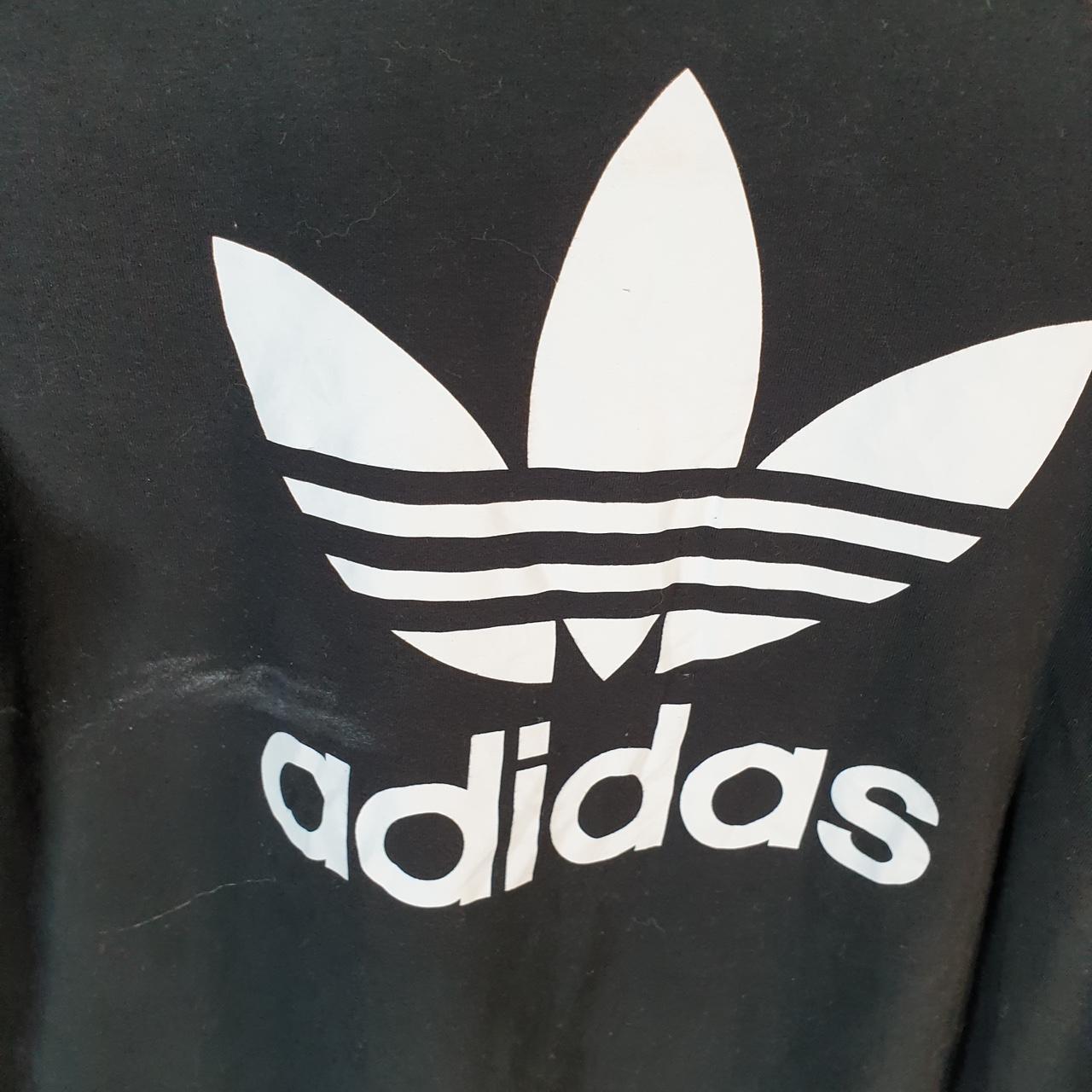 Vintage Adidas Spellout Trefoil Retro T Shirt Womens Large Black Logo Athletic