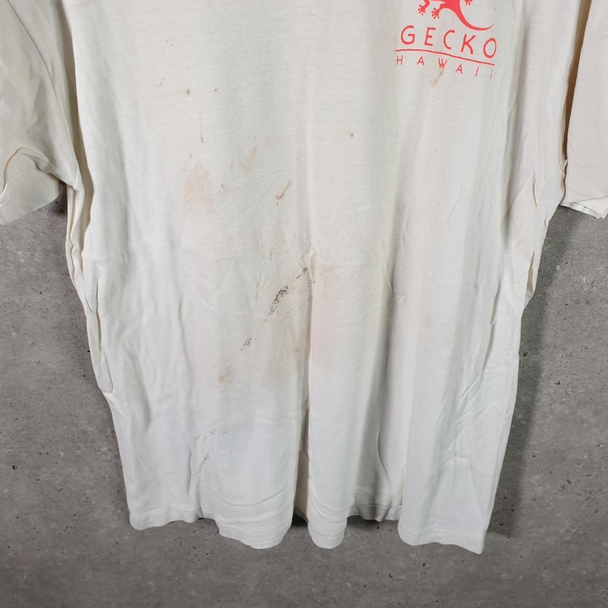 Vintage Hanes Beefy Gecko Hawaii USA 90s Single Stitch T Shirt Men’s Large White Big Fish Vintage