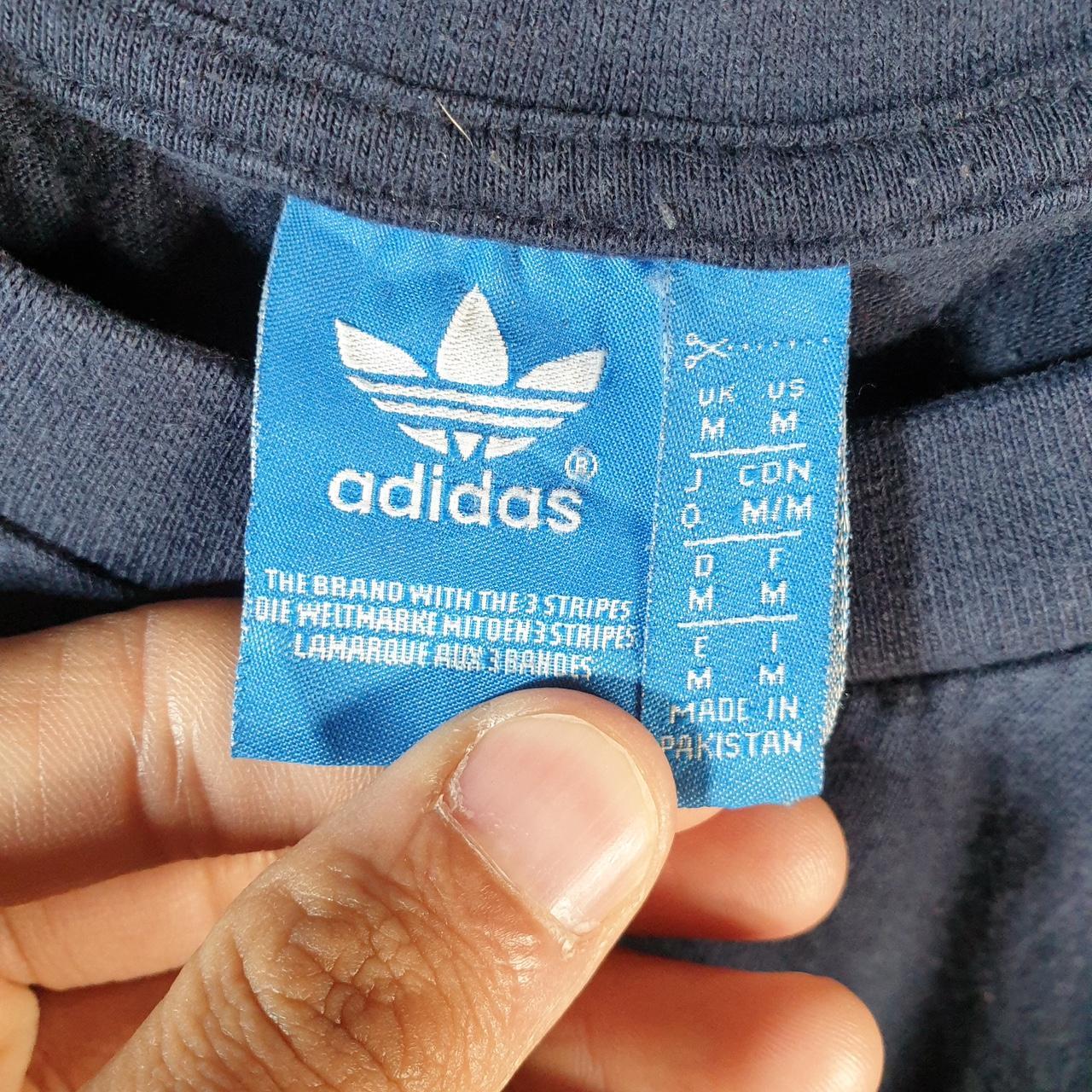 Vintage Adidas Trefoil Retro T Shirt Men’s Medium Navy Blue Three Stripes Logo Athletic