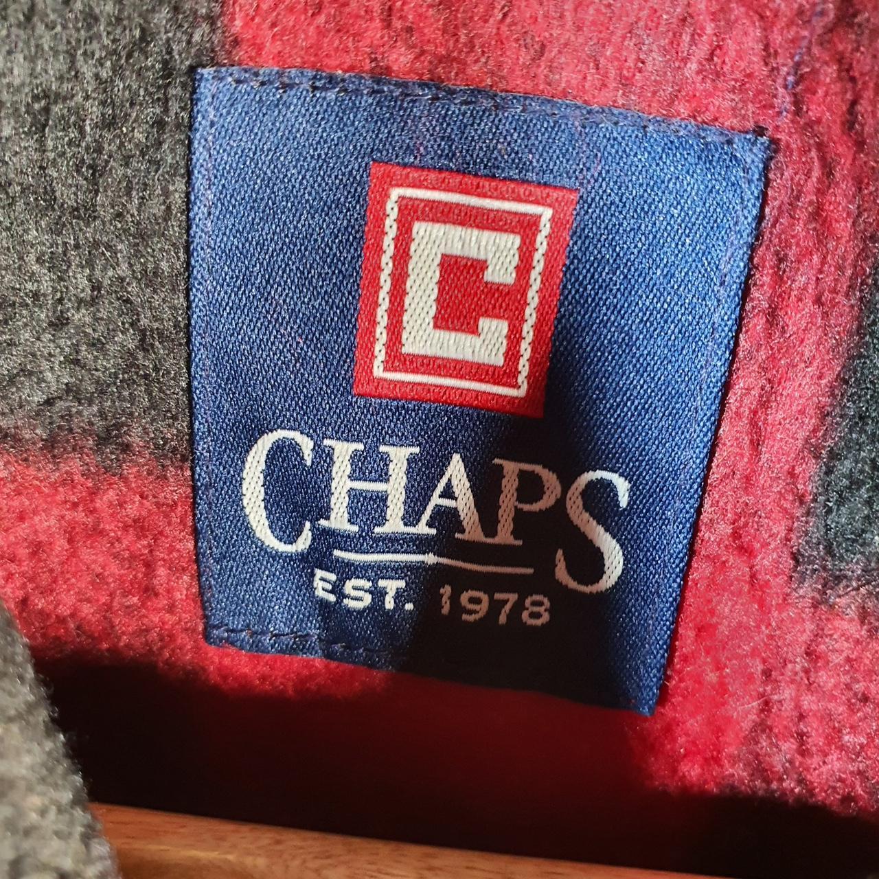 Vintage Chaps Ralph Lauren Overshirt Shacket Fleece Sweatshirt Mens Medium Red Button