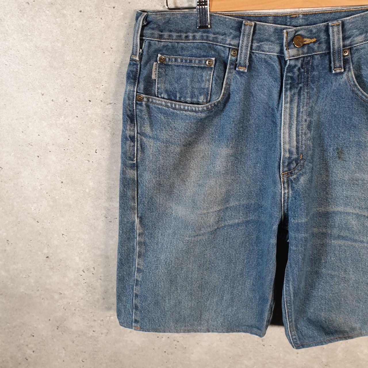 Vintage Carhartt Baggy Carpenter Shorts Jorts Cargo Men’s W35 Blue Relaxed Fit Workwear