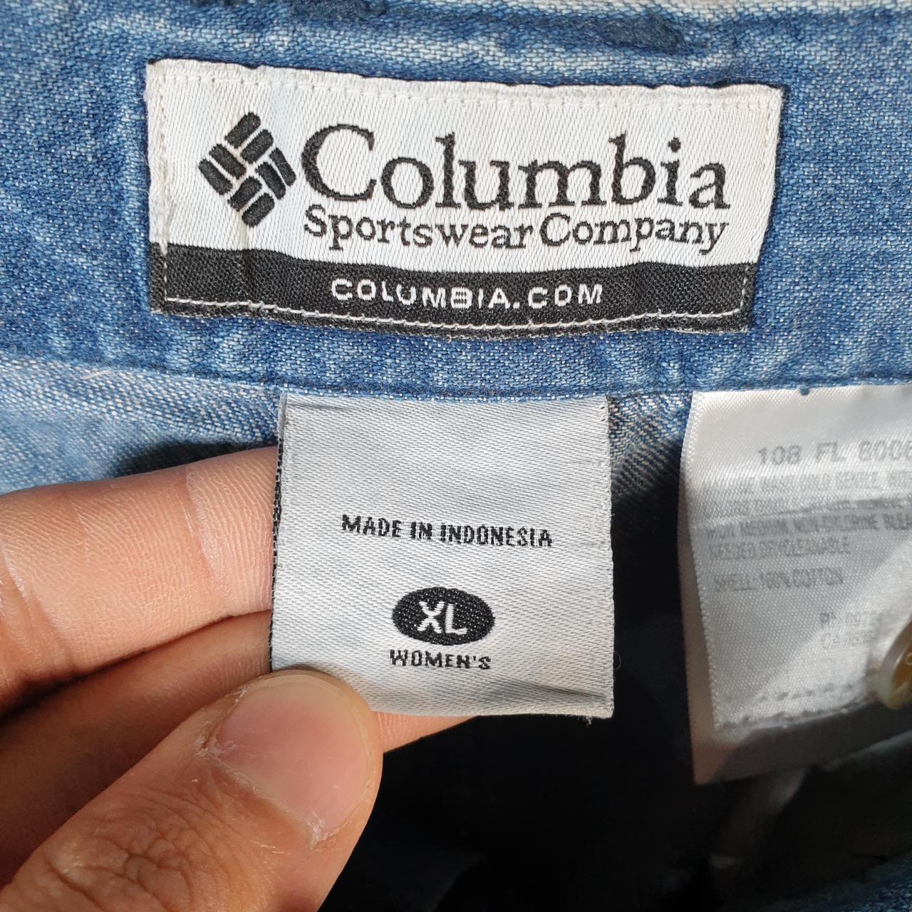 Vintage Columbia Baggy Shorts Jorts Cargo Womens XL PFG Blue Denim Relaxed Fit Cargo