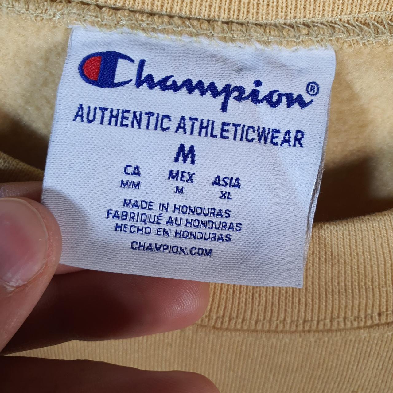 Vintage Champion Sweatshirt Men’s Medium Yellow USA Pullover Spellout Logo