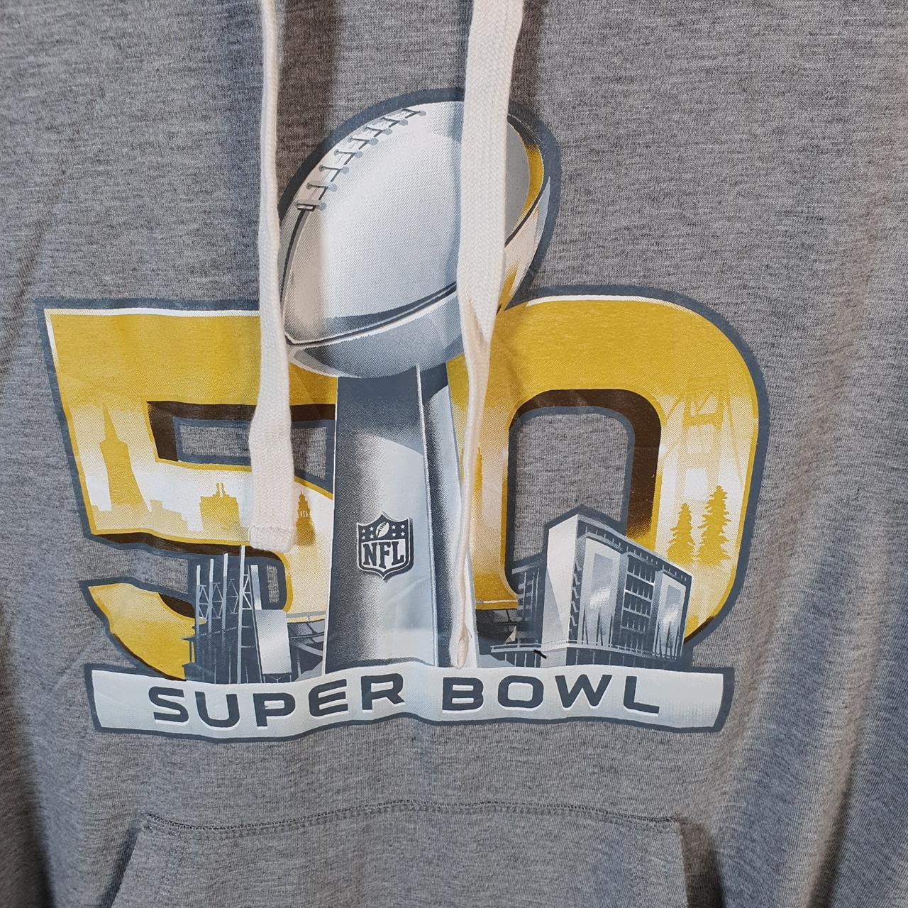 Vintage NFL Super Bowl 50 Hoodie Womens XL Grey Pullover USA Pro Sport