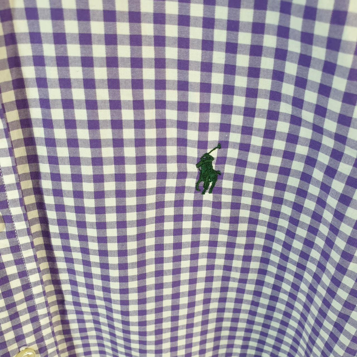 Vintage Ralph Lauren Button Down Shirt Men’s Small Purple Checkered Custom Fit Cotton Pony