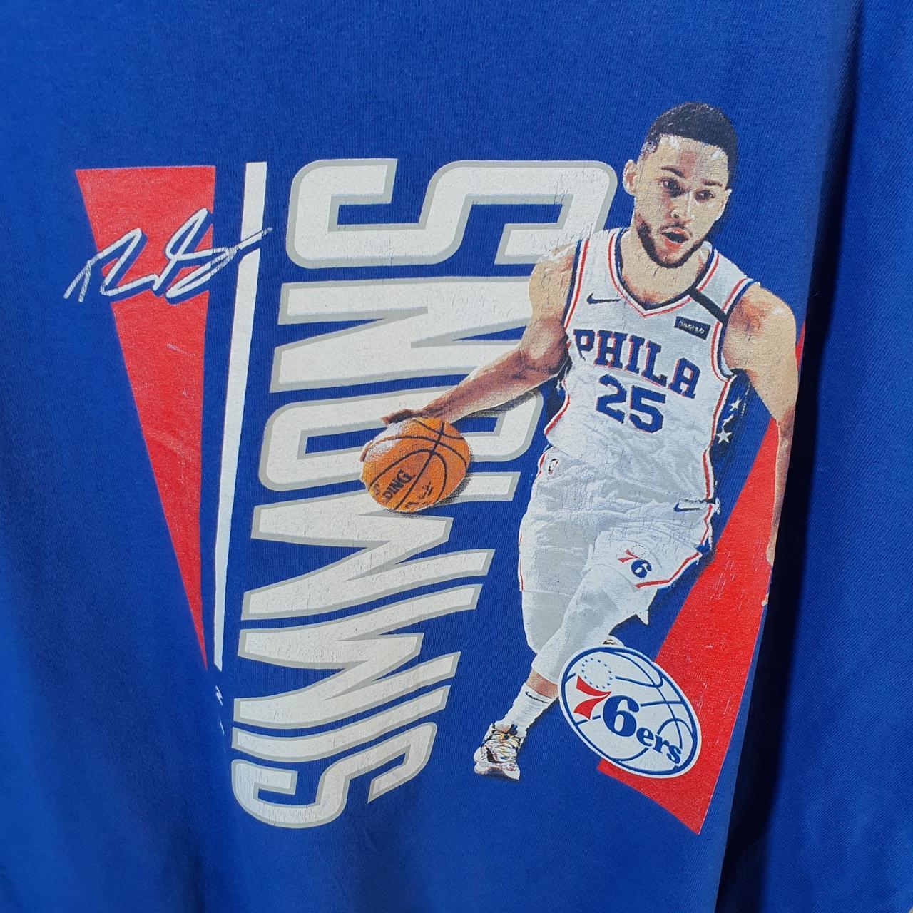Vintage NBA Philadelphia 76ers Simmons T Shirt Men’s XL Blue Logo Athletic