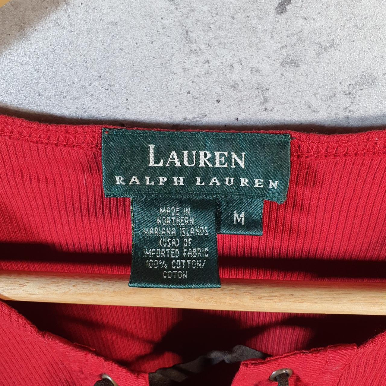 Vintage Ralph Lauren Polo Knit Sweater Womens Medium Red Cotton Pullover