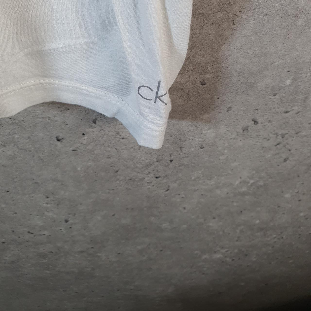 Vintage Calvin Klein Blank T Shirt Men’s Medium White Slim Fit Spellout Logo