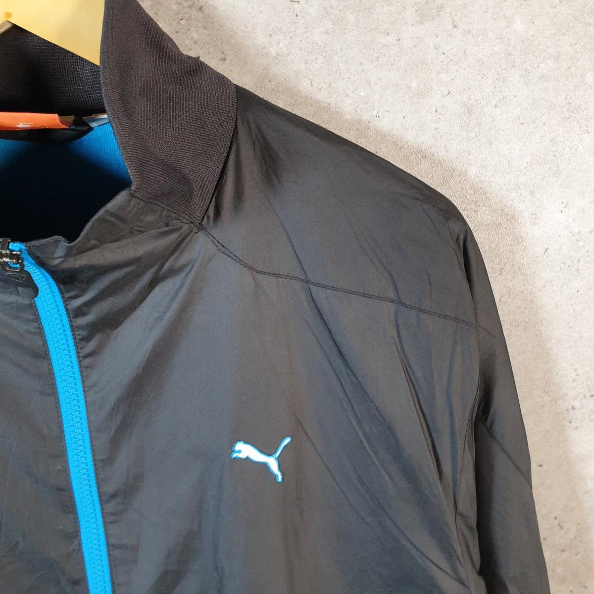 Vintage Puma Windbreaker Track Jacket Mens Medium Grey USA Embroidered Full Zip