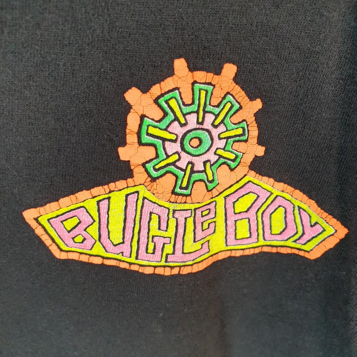 Vintage Bugle Boy Graphic USA 90s Single Stitch T Shirt Youth Medium Black