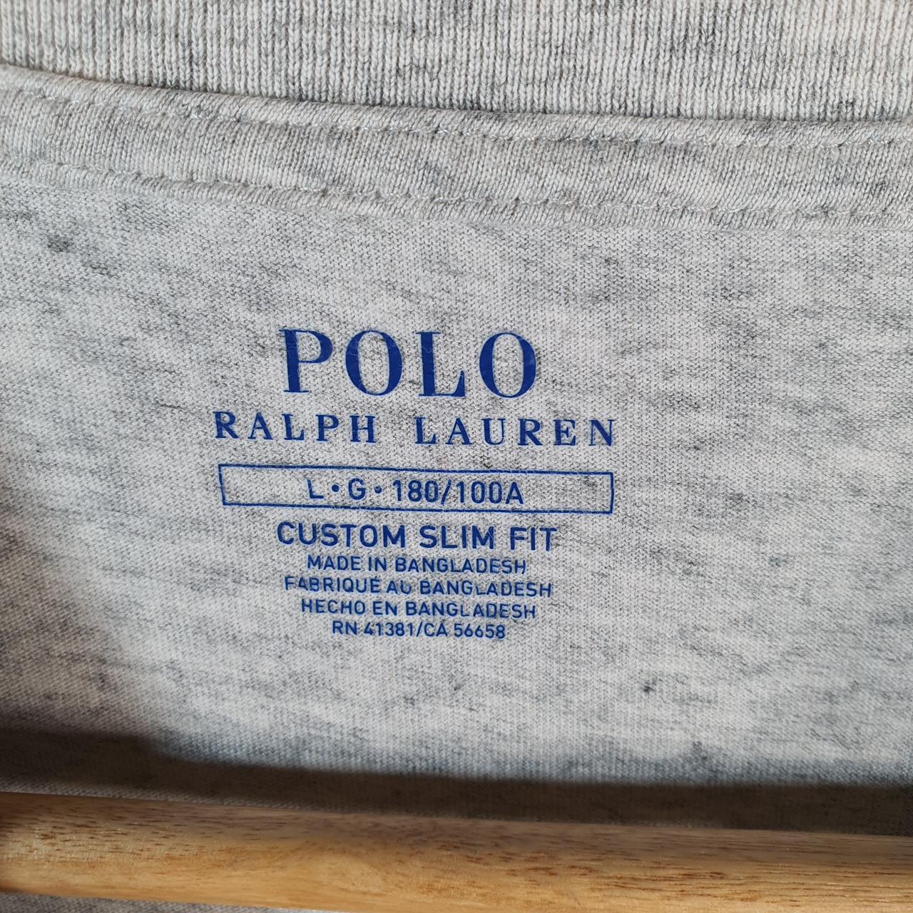 Vintage Ralph Lauren Polo Sport T Shirt Men’s Large Grey Custom Fit Embroidered Pony C8707
