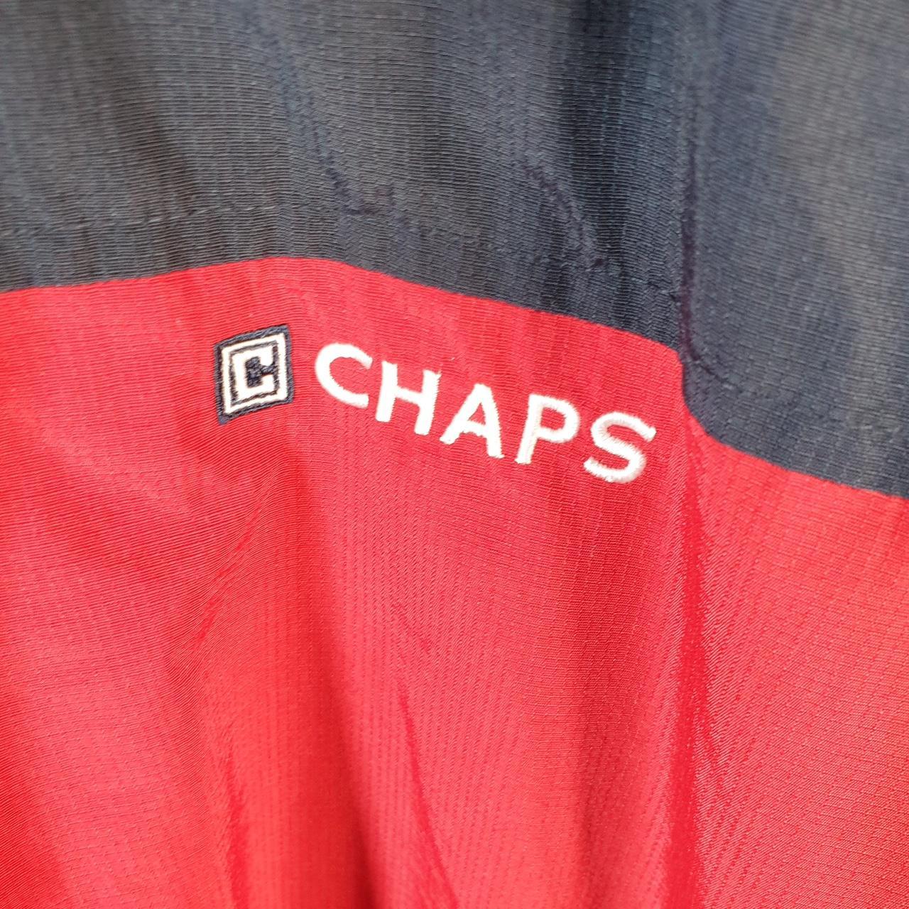 Vintage Chaps Ralph Lauren Windbreaker Track Jacket Mens Large Red Logo 1/4 Zip Hooded