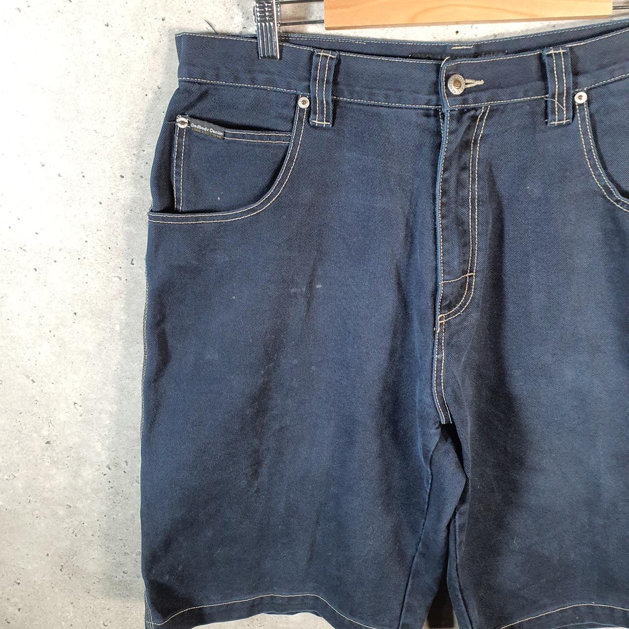 Vintage GodBody Baggy Y2K Hip Hop Jorts Shorts Mens W38 Blue Denim USA A4669