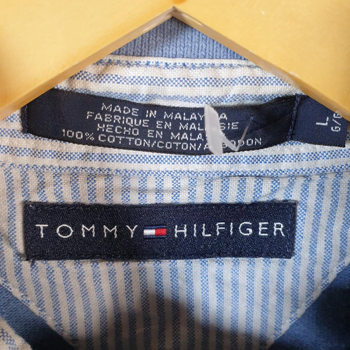 Vintage Tommy Hilfiger Polo Shirt Men’s Large Blue Custom Fit Embroidered Logo