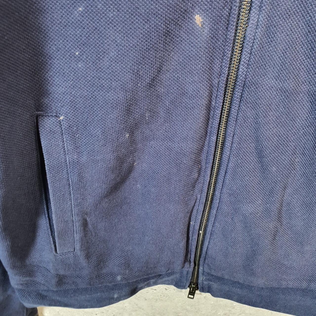 Vintage Lacoste Knit Sweater Mens Medium Navy Blue Full Zip Y2K Jumper Logo