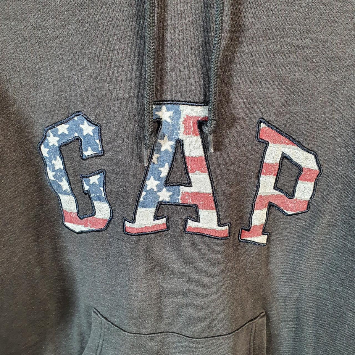 Vintage Gap Spellout Hoodie Mens Medium Grey Y2K Sweatshirt Logo Embroidered