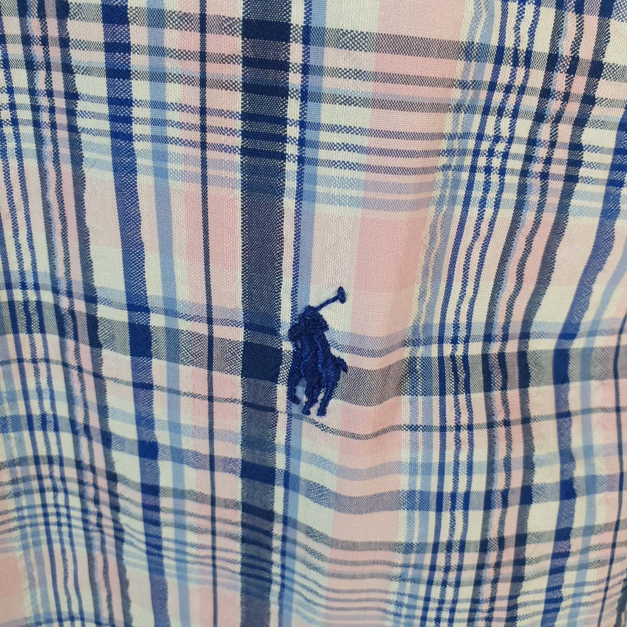 Vintage Ralph Lauren Button Down Shirt Men’s Large Blue Checkered Classic Cotton Pony Casual Big Fish Vintage