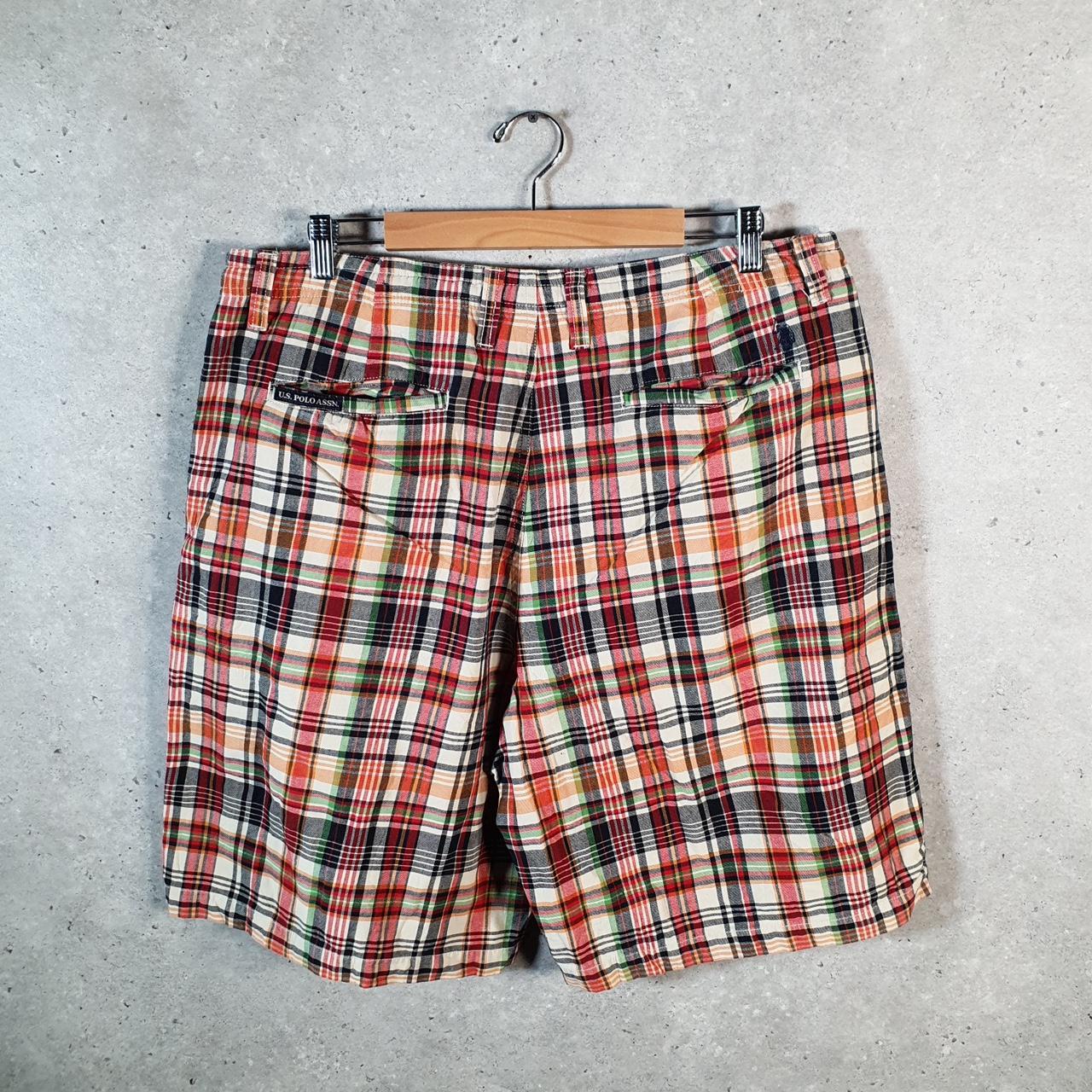 Vintage U.S. Polo Assn. Chino Shorts Jorts Cargo Mens W38 Checkered Baggy Cotton A4398