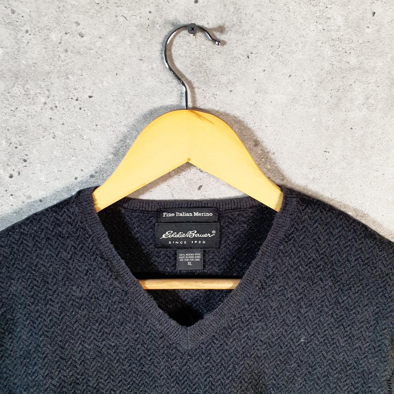 Vintage Eddie Bauer Knit Vest Womens XL Black Y2K Pullover Fine Italian Merino