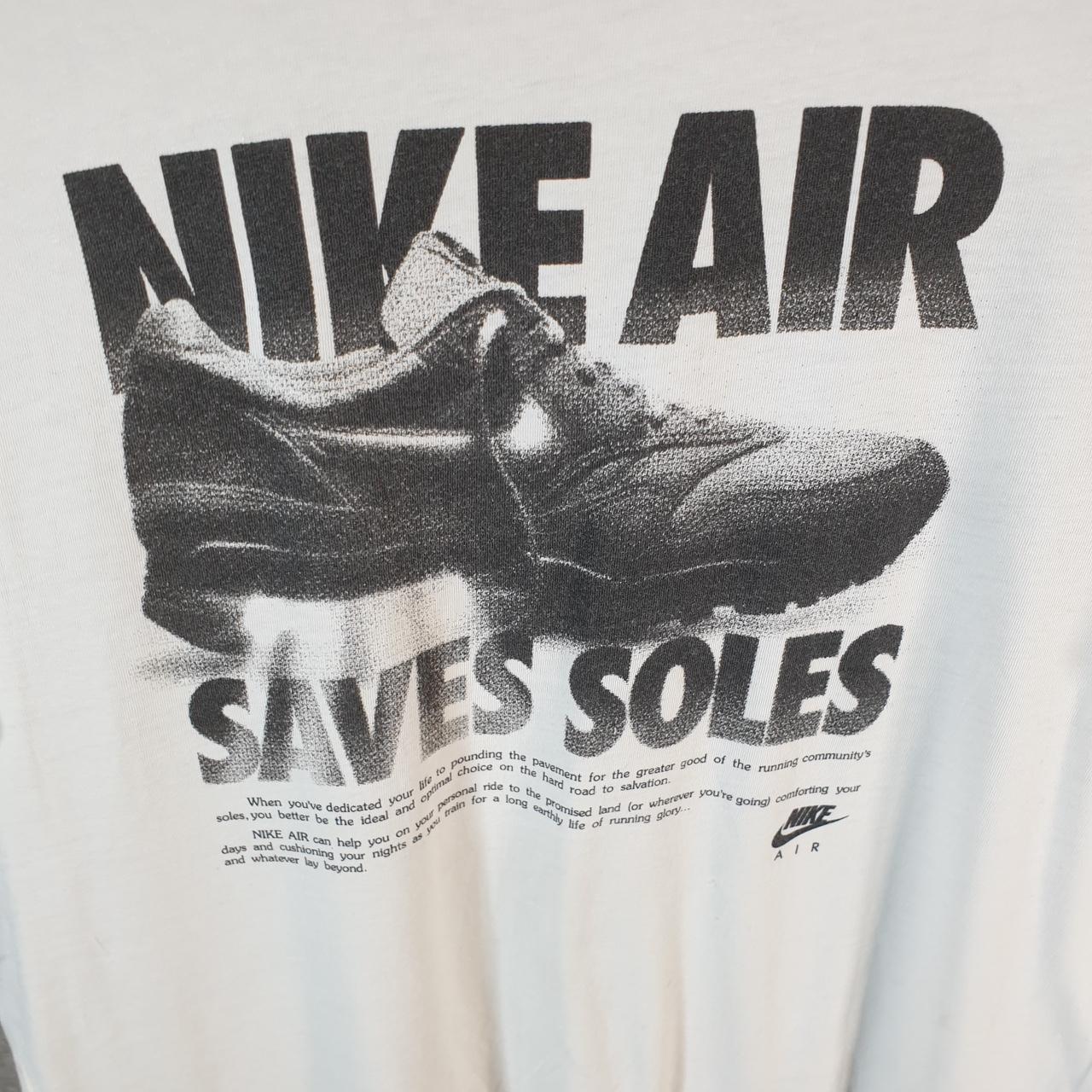 Vintage Nike Air Saves Soles 90s T Shirt Men’s Medium White Logo Swoosh Athletic