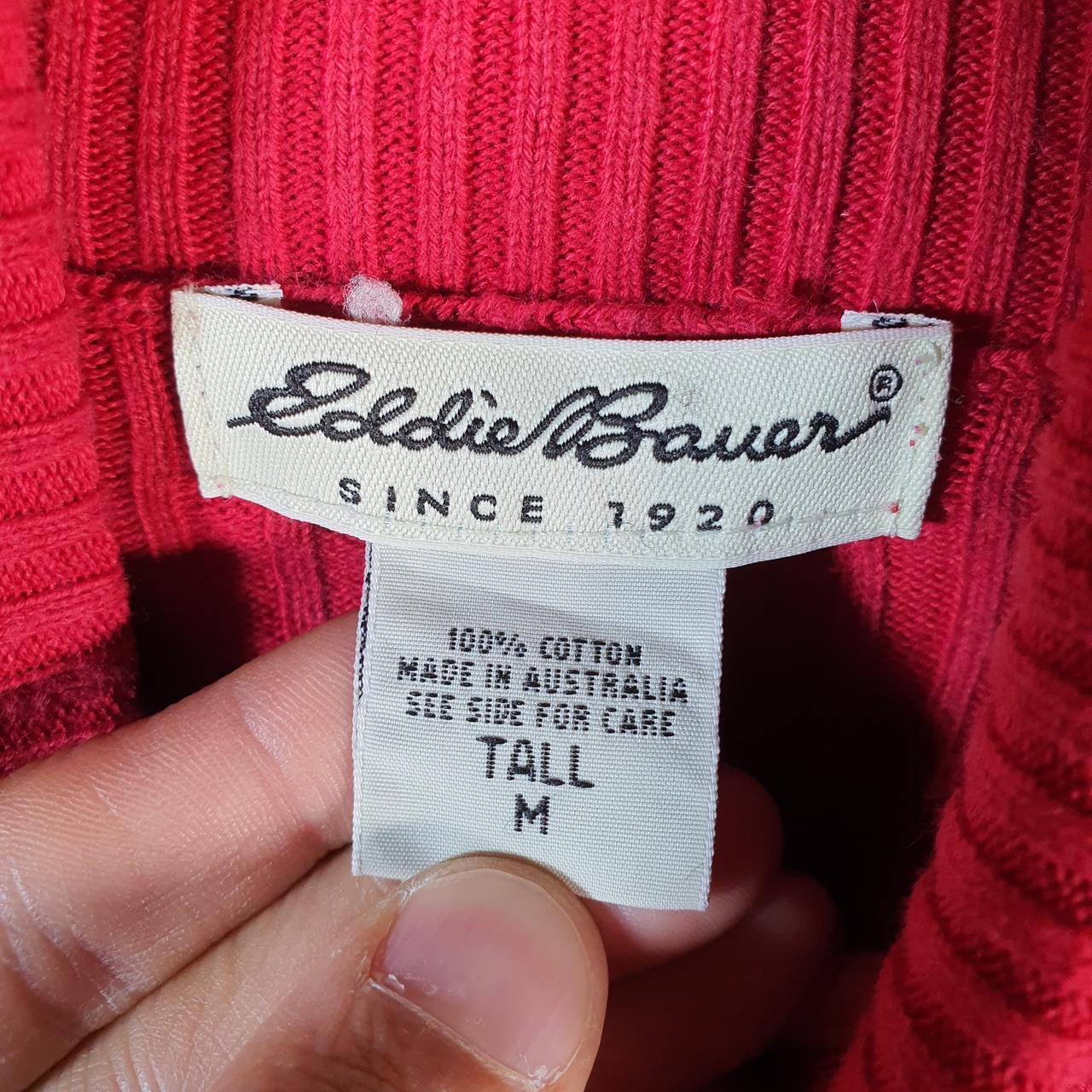 Vintage Eddie Bauer Knit Sweater Womens Medium Tall Red Y2K Pullover
