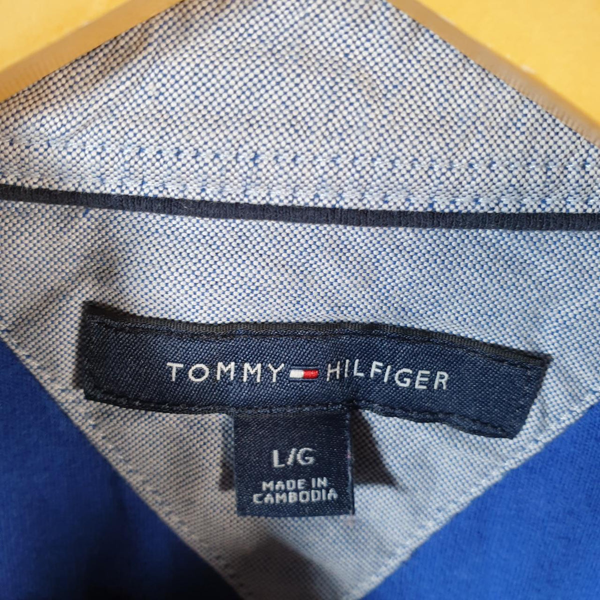 Vintage Tommy Hilfiger Polo Shirt Men’s Large Blue Slim Fit Embroidered Logo