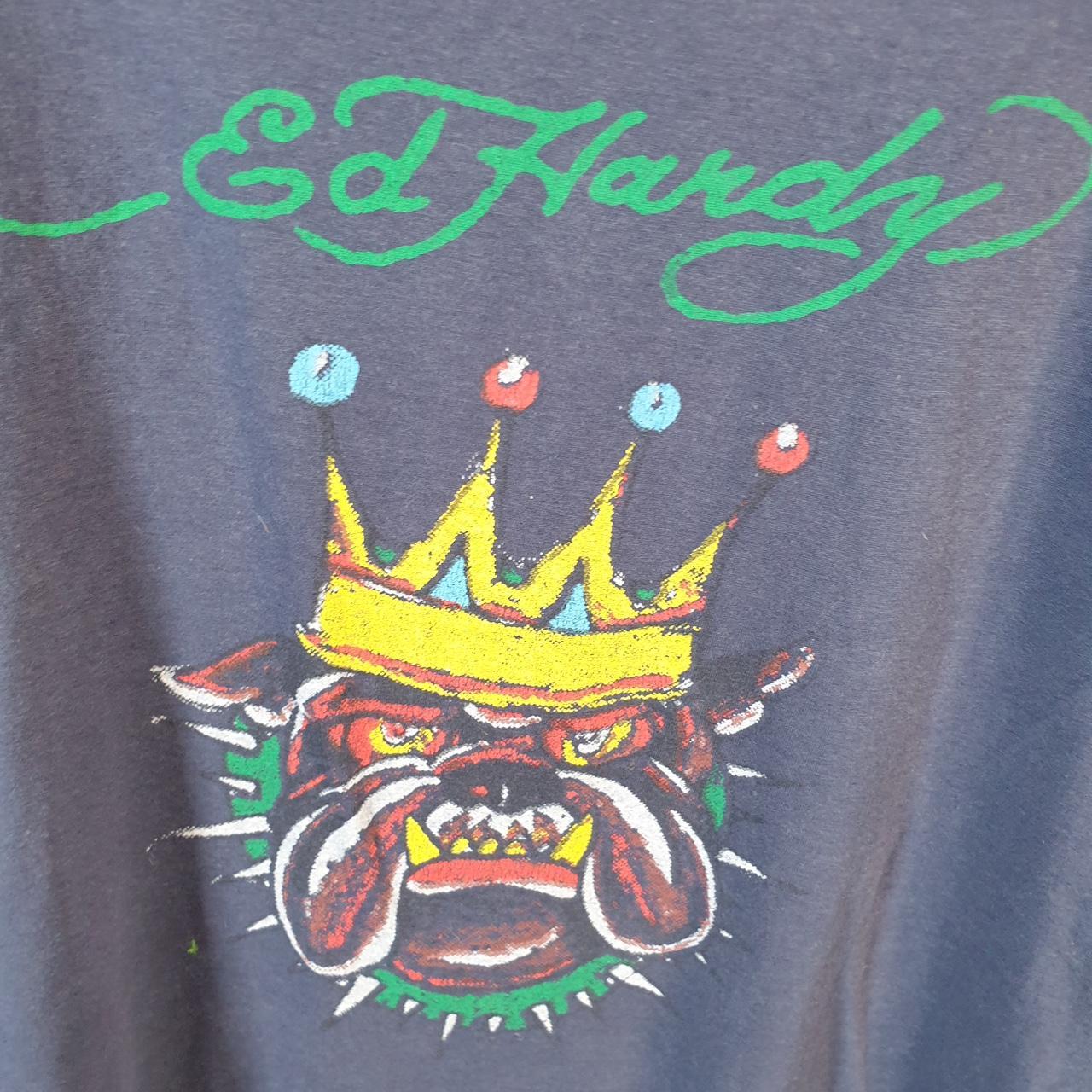 Vintage Ed Hardy T Shirt Men’s Medium Blue Christian Audigier Love Heart Graphic Skull Y2K