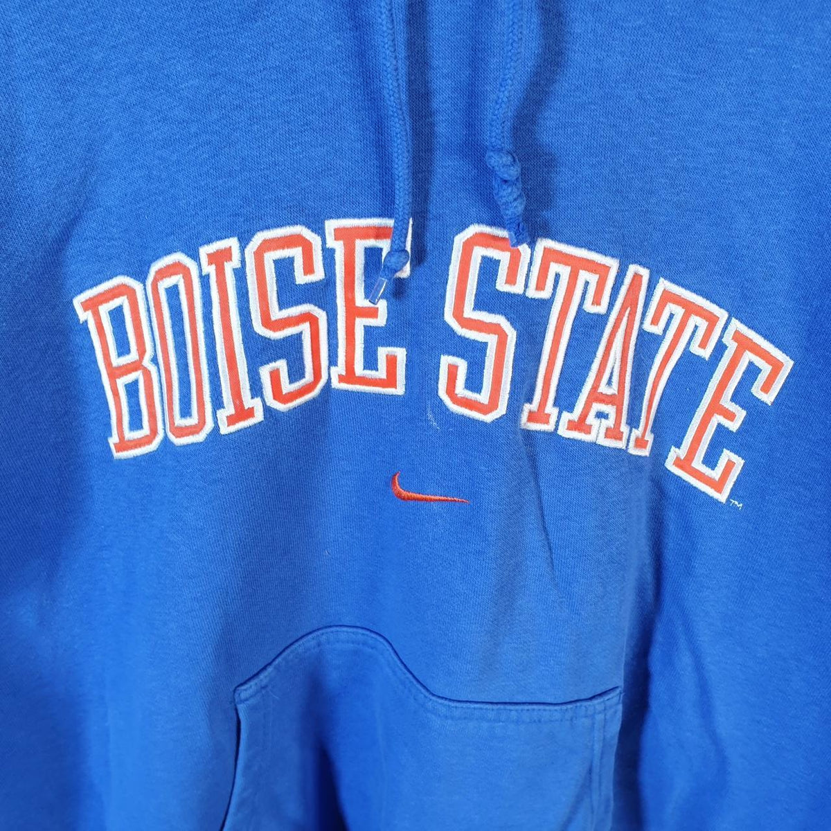 Vintage Nike Team Centre Swoosh Boise State Hoodie Men’s Small Blue Swoosh Y2K