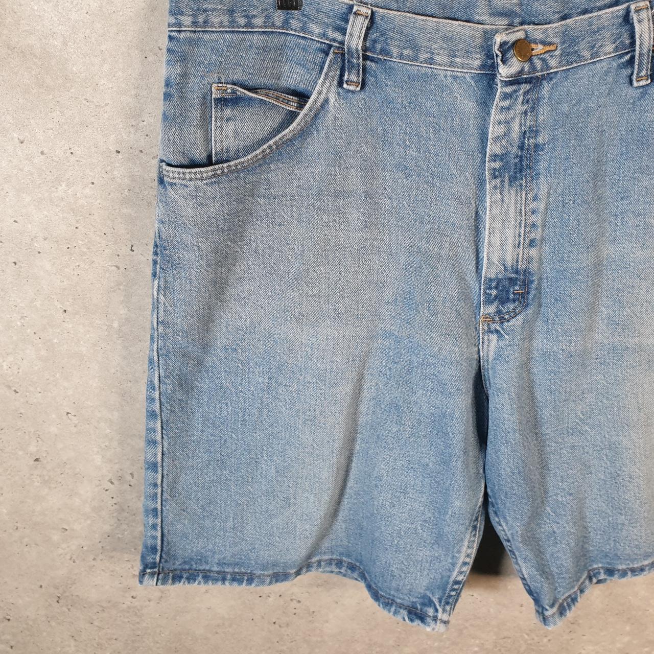 Vintage Wrangler Denim Shorts Jorts Cargo Men’s W38 Relaxed Blue Baggy Cotton