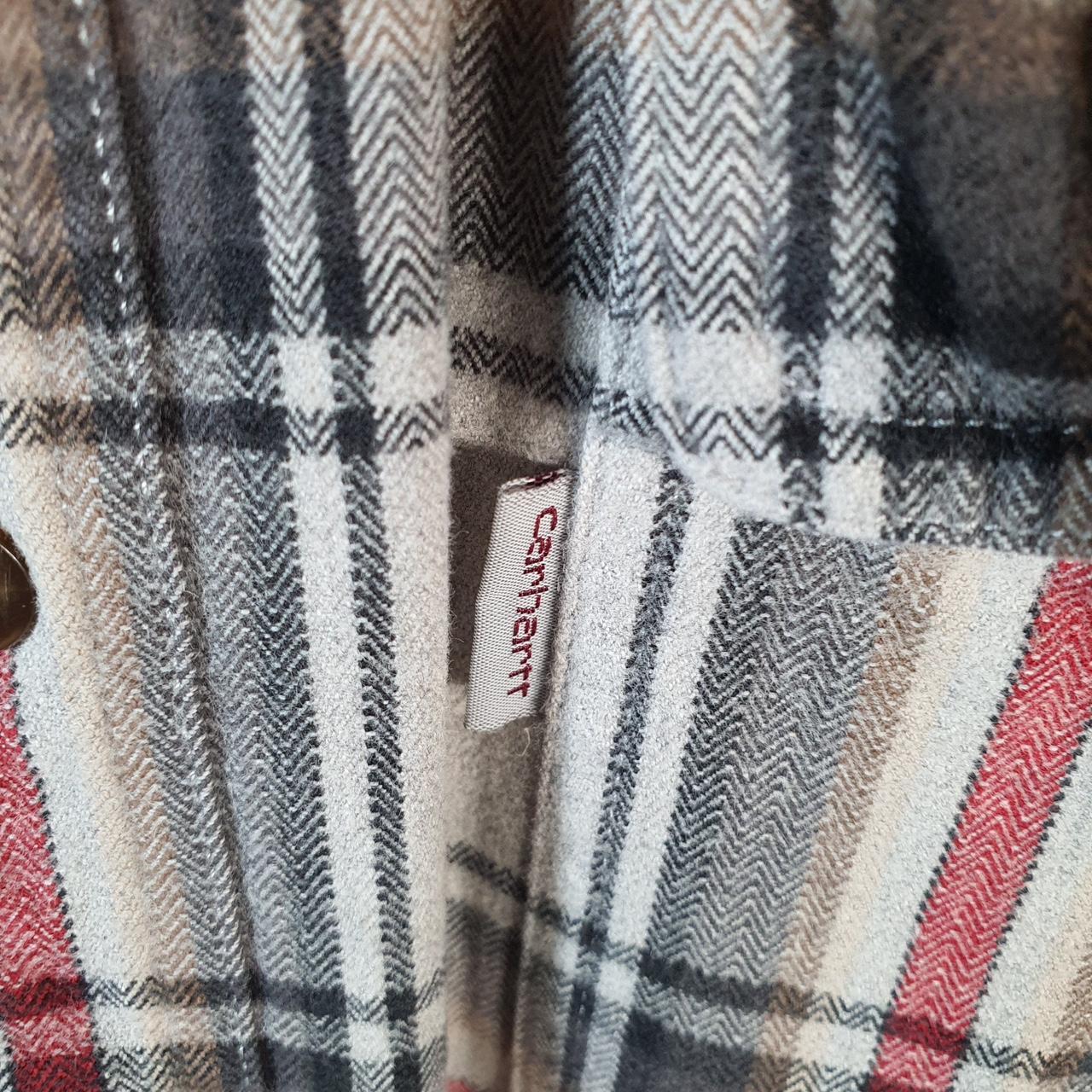 Vintage Carhartt Shirt Button Down Mens Large Grey Checkered Chore Utility Relaxed - Big Fish Vintage