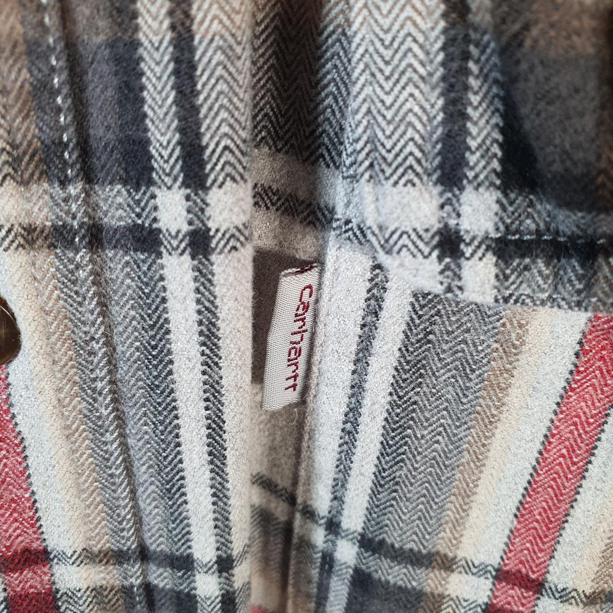 Vintage Carhartt Shirt Button Down Mens Large Grey Checkered Chore Utility Relaxed - Big Fish Vintage