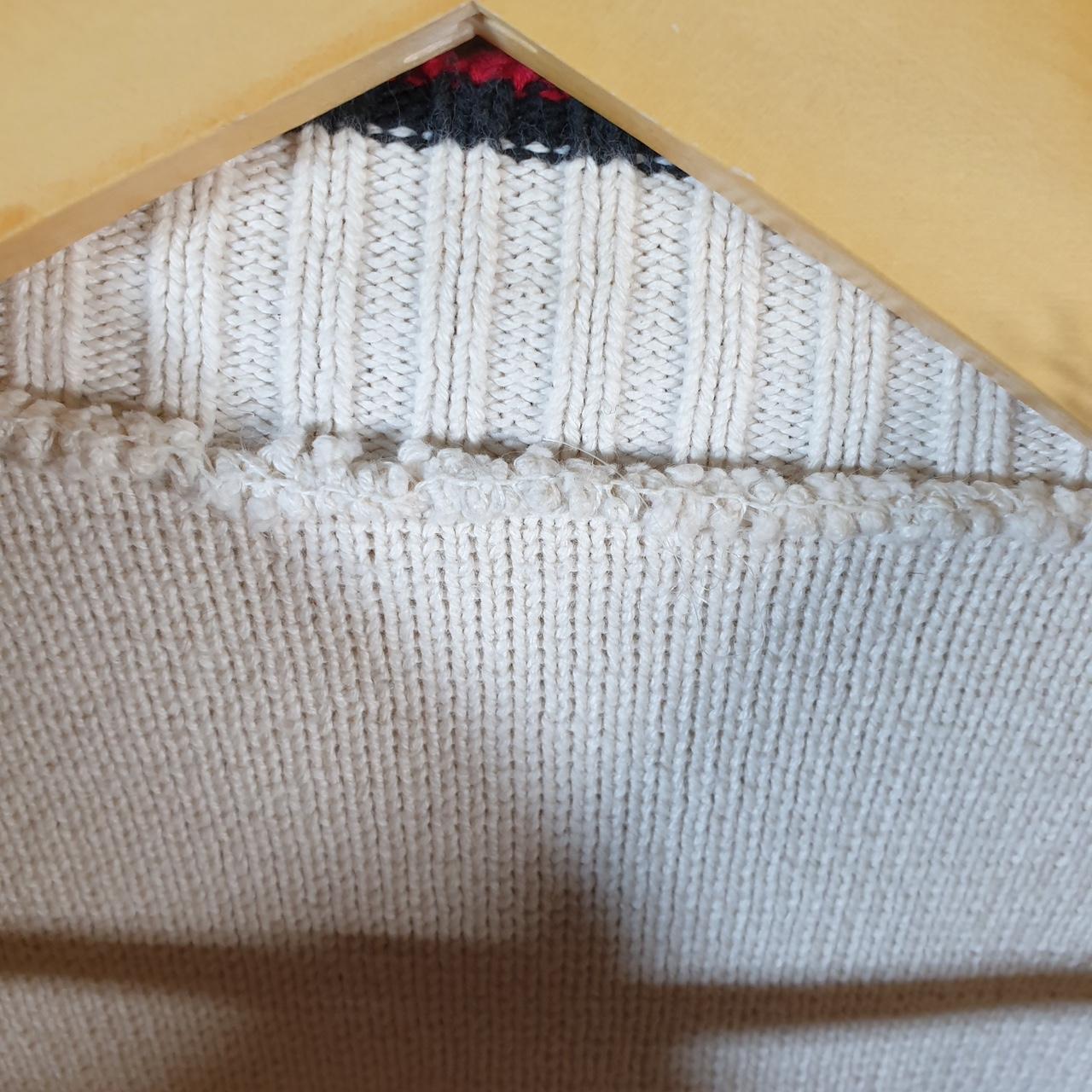 Vintage Ellesse Spellout Knit Sweater Womens Small Cream Y2K Pullover Pocket