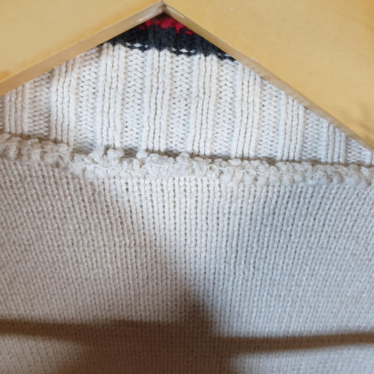 Vintage Ellesse Spellout Knit Sweater Womens Small Cream Y2K Pullover Pocket