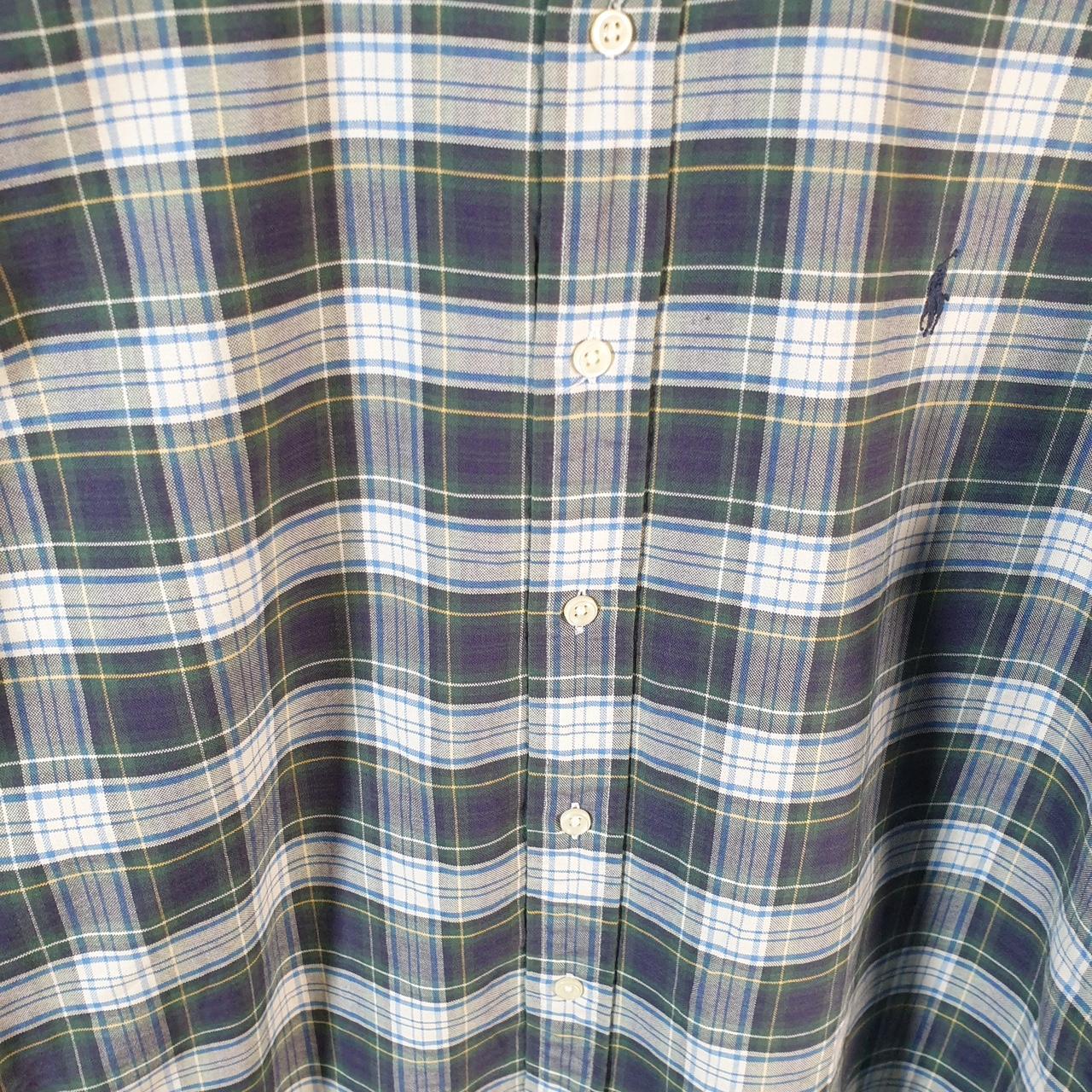 Vintage Ralph Lauren Button Down Shirt Men’s Large Blue Checkered Pony Casual C8080