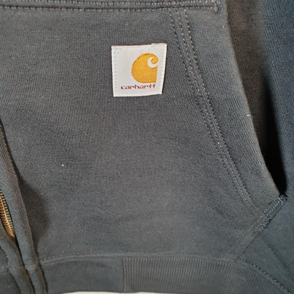 Vintage Carhartt Hoodie Womens Large Black Full Zip Sweatshirt USA Relaxed Fit