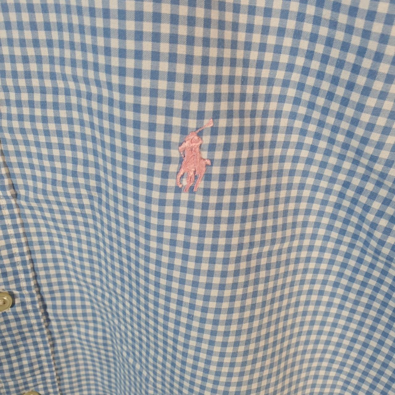 Vintage Ralph Lauren Button Down Shirt Men’s Small Blue Checkered Custom Fit Pony