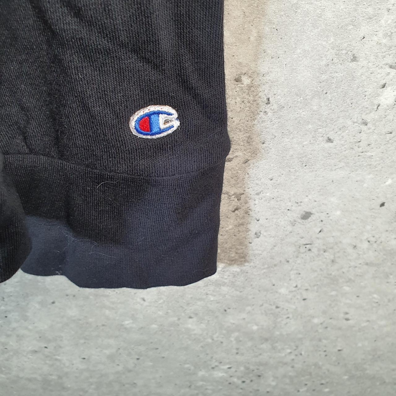 Vintage Champion Hoodie Womens XL Black USA Pullover Spellout Logo