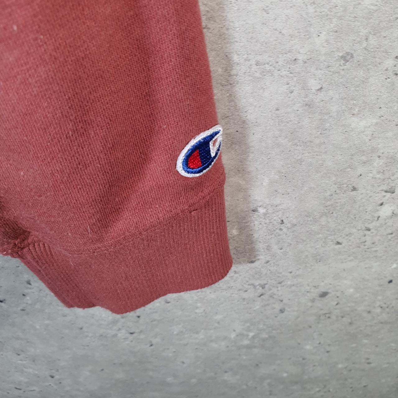 Vintage Champion 1/4 Zip Sweatshirt Womens M Pink USA Pullover Spellout Logo