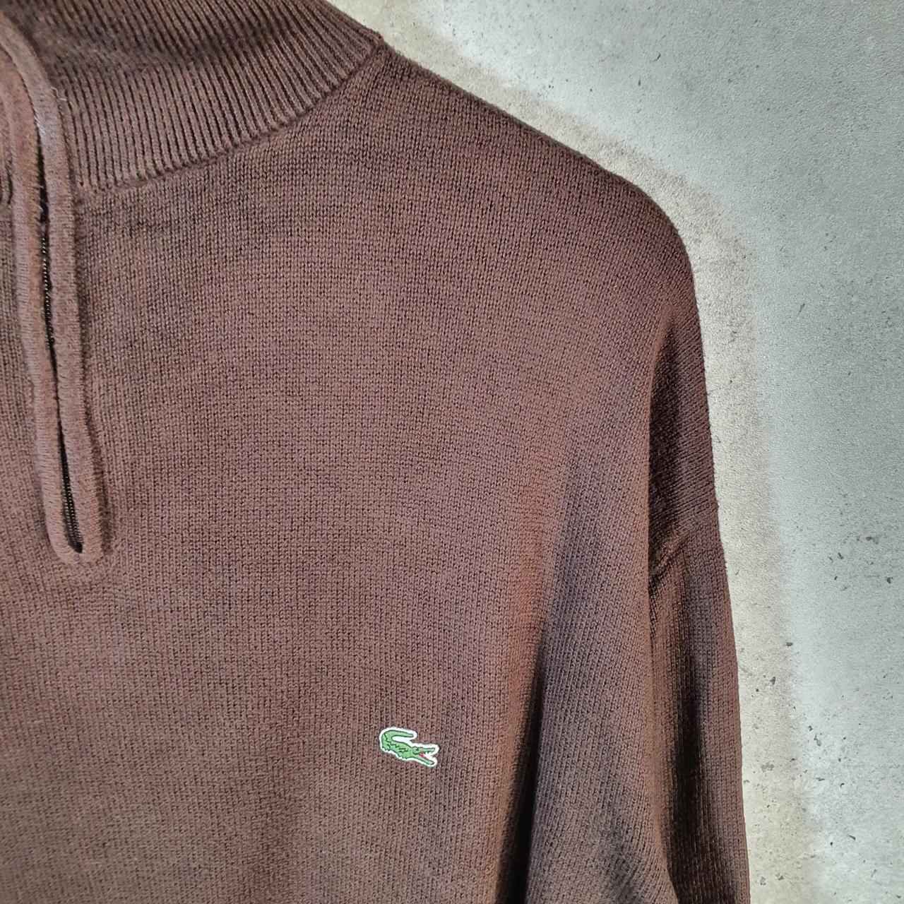 Vintage Lacoste 1/4 Zip Sweatshirt Men’s Large Brown Pullover Logo Y2K Jumper Logo