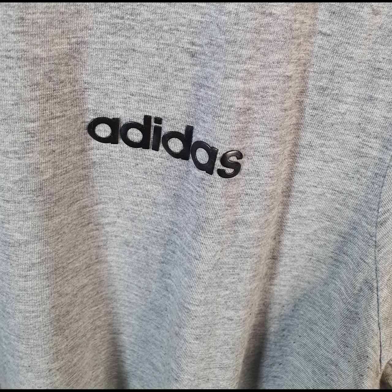 Vintage Adidas Spellout Retro T Shirt Men’s Large Grey Three Stripes Logo