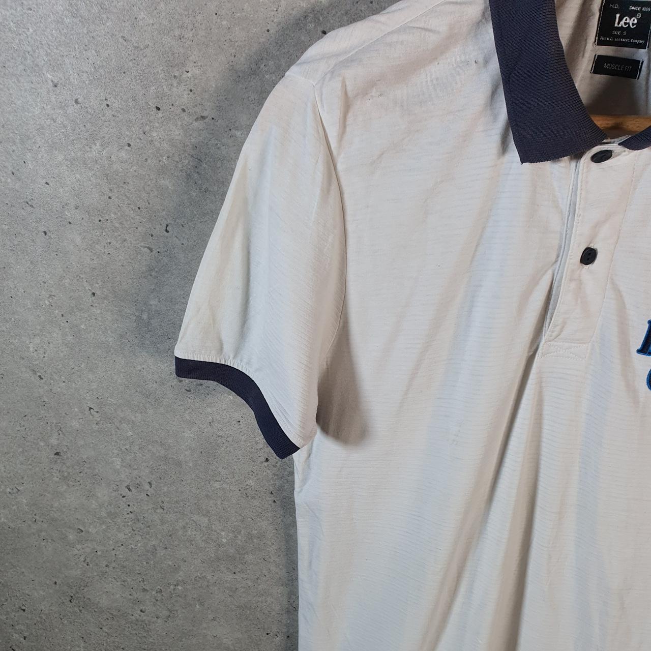 Vintage Lee Denim Polo Shirt Men’s Small White Muscle Fit Embroidered Logo