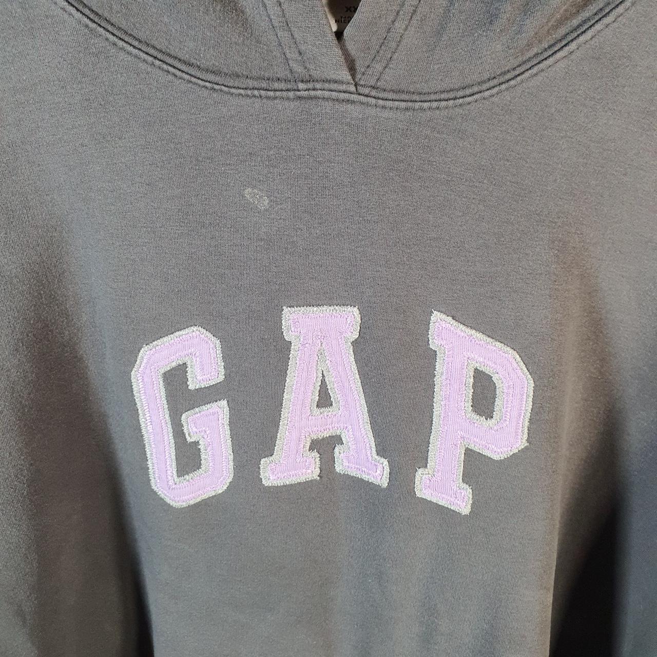Vintage Gap Spellout Hoodie Womens 2XL Grey Y2K Sweatshirt Logo Embroidered